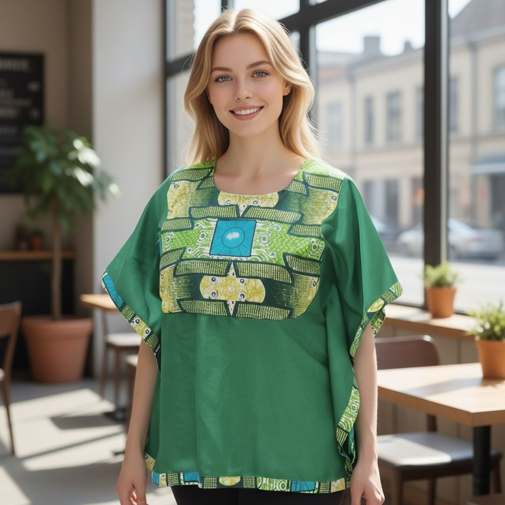 Batwing green Afrik blouse