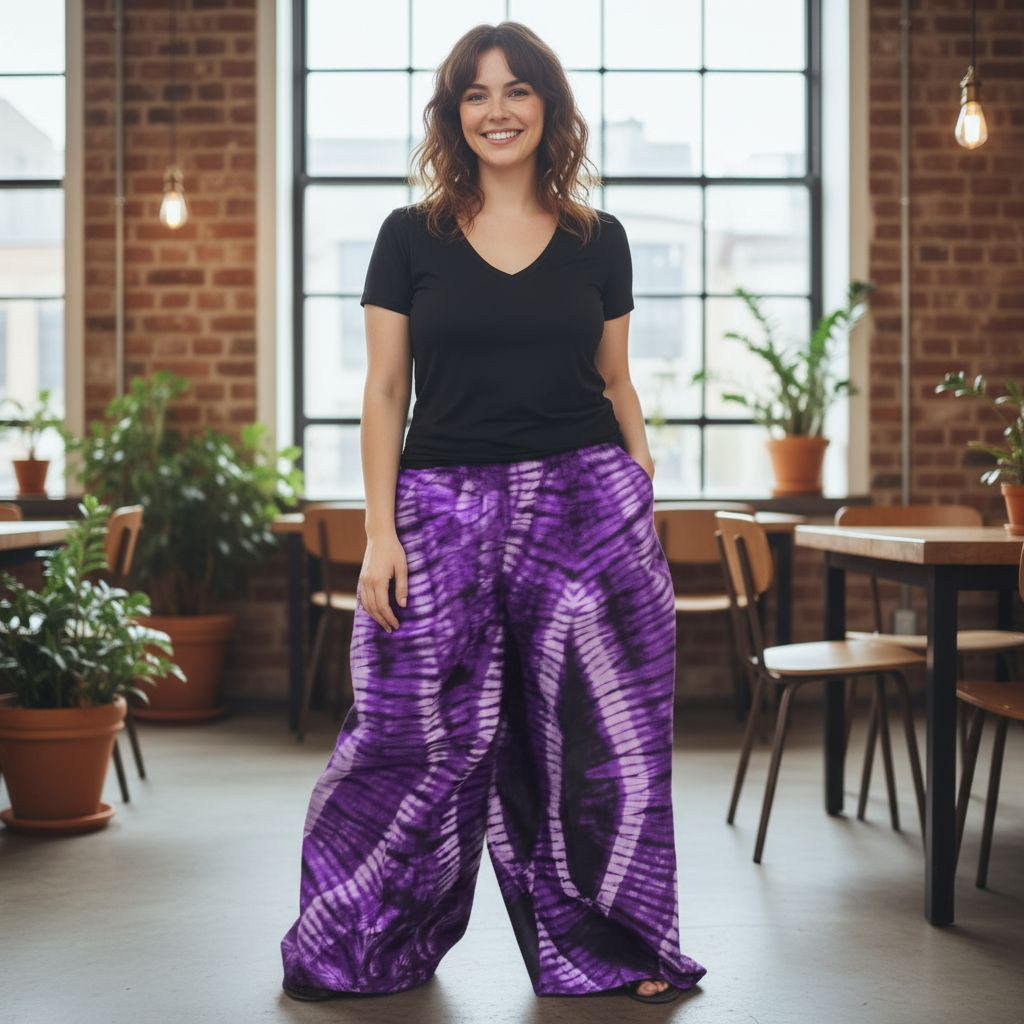 Purple tie dye trouser