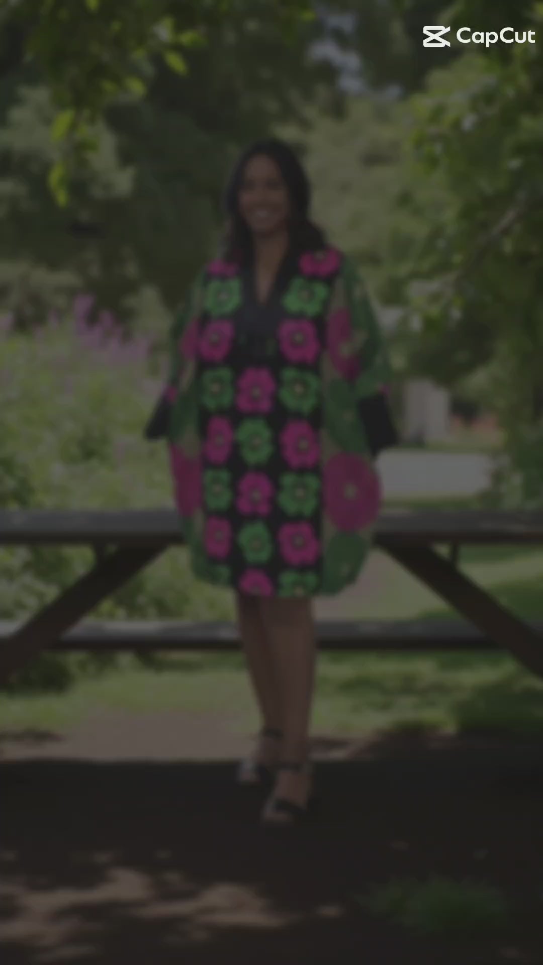 Green and pink summer dress